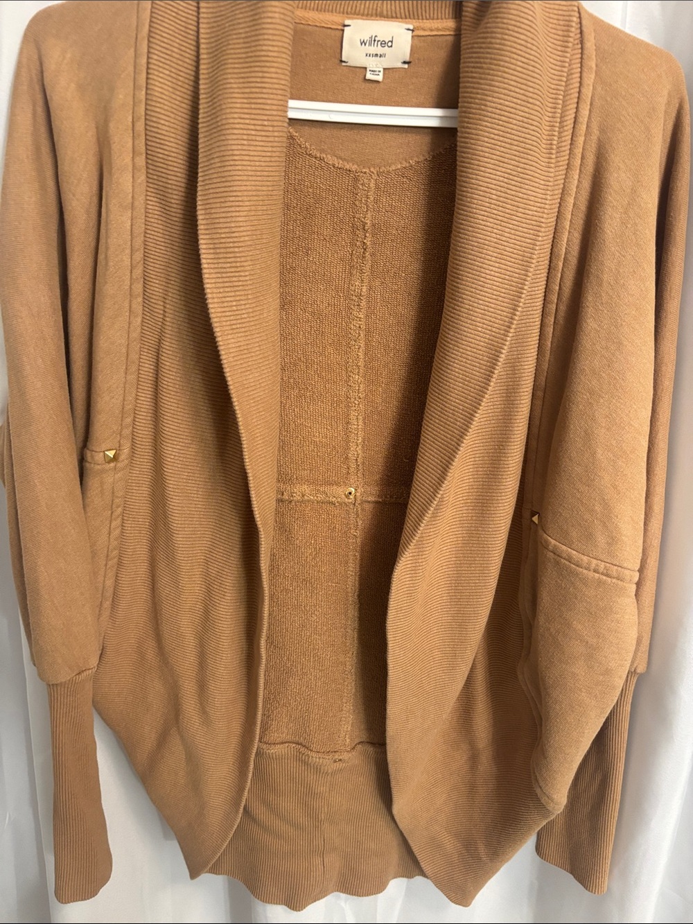 Wilfred oversized Camel open-front long cardigan